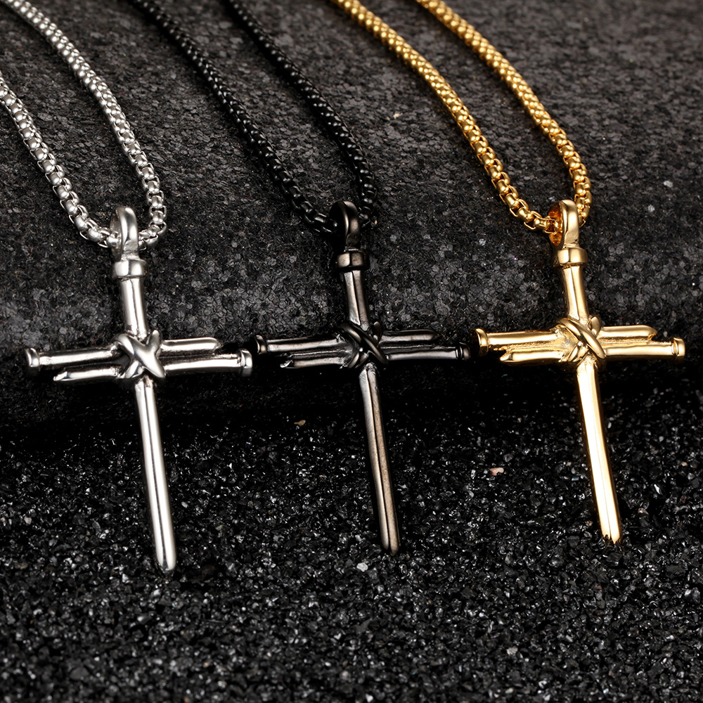 1 Piece Quantity Street Occasion Titanium Steel Material Titanium Steel Cross Necklace Classic Simple Versatile
