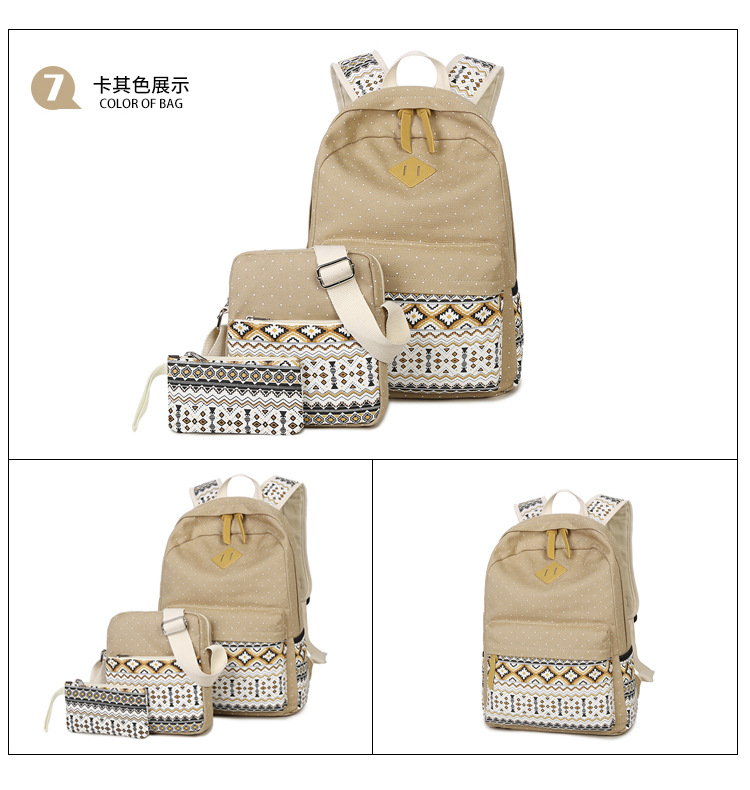 Fashion Ethnic Printed Canvas Multifunktionaler Dreiteiliger Rucksack Großhandel Nihaojewelry display picture 21