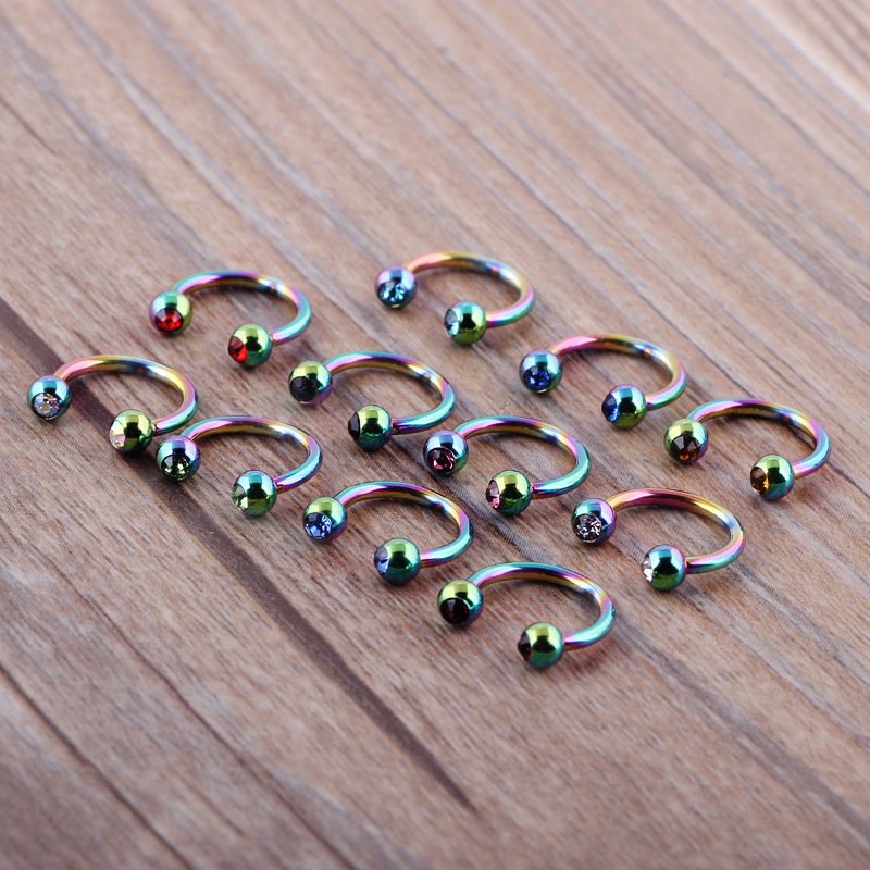 10-Pack Mixed Color Septum Nose Ring Hinged Segment Nail Piercing Jewelry Ear Studs for Women detail image 9