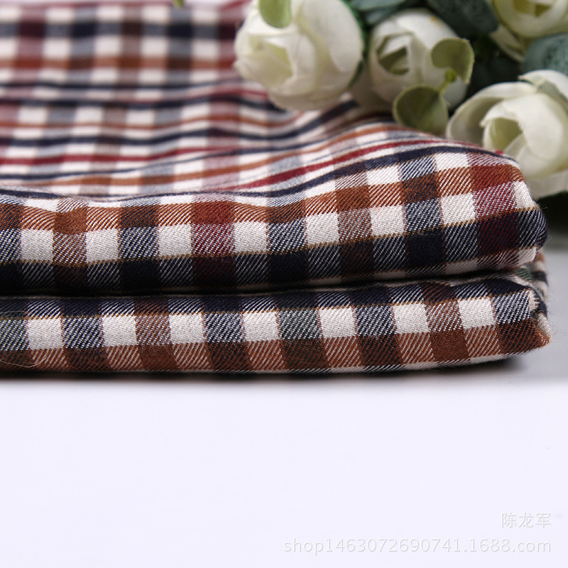 厂家供应TR梭织色织拉毛格子布秋冬商务休闲男衬衫女衬衣布料