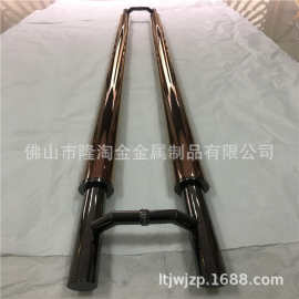 高档酒店镜面玫瑰金不锈钢大门拉手 豪华KTV玻璃门门把手款式图片