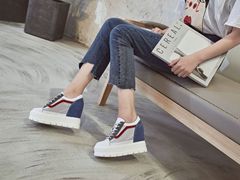 真皮網孔2023春季新款韓版內增高11cm女鞋原素休閒鞋時尚百搭女款