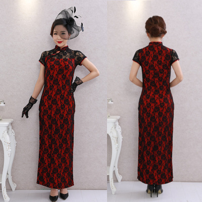 Night in Shanghai Improvement Dance Retro cheongsam costume Dress Lace cheongsam Chinese style Annual meeting