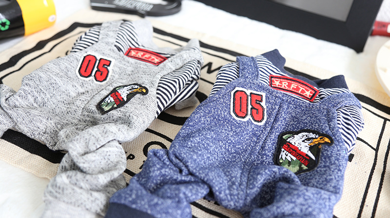 条纹老鹰背带四脚衣