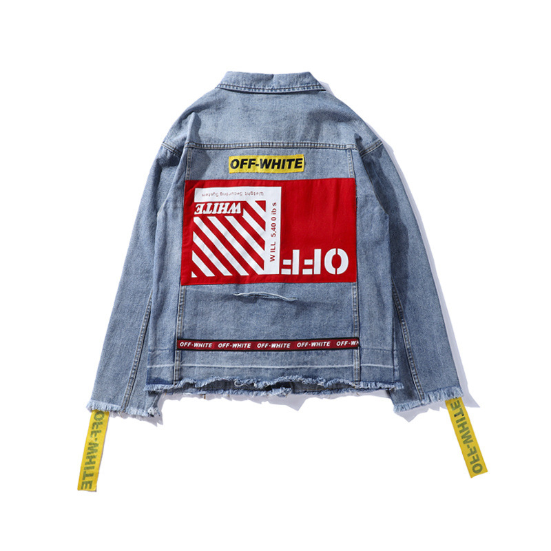 red off white jean jacket