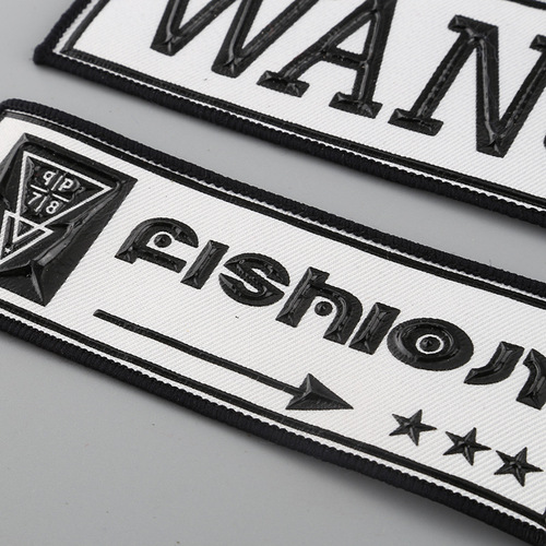 Fashion letter embossed embroidery patch cross-border e-commerce supply clothing accessories DIY patch label Lajiang cloth label