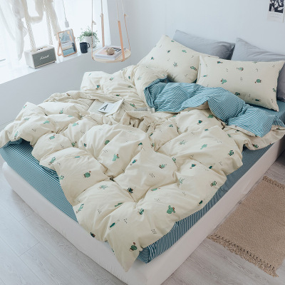 2018秋季新款全棉四件套 纯棉ins风小清新床上用品套件床笠4件套