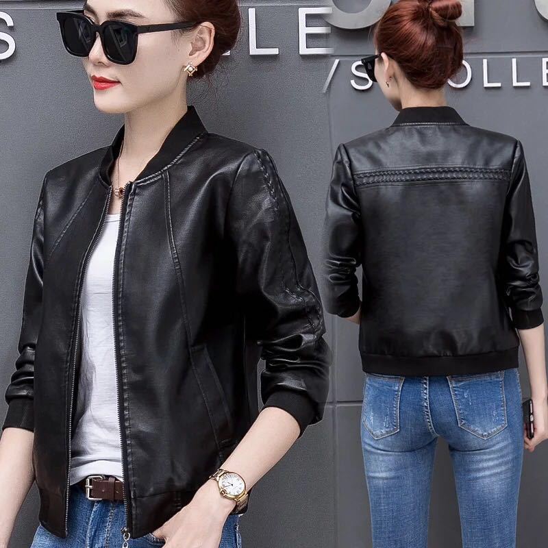 fashion chic Women's style in leather clothing 2018 New Spring PU coat Early Autumn Korean Edition Easy leather jacket locomotive