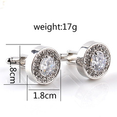 New European and American cufflinks, round crystal purple diamond white diamond cufflinks, fashionable French cufflinks, multi-crystal ultra-shining 