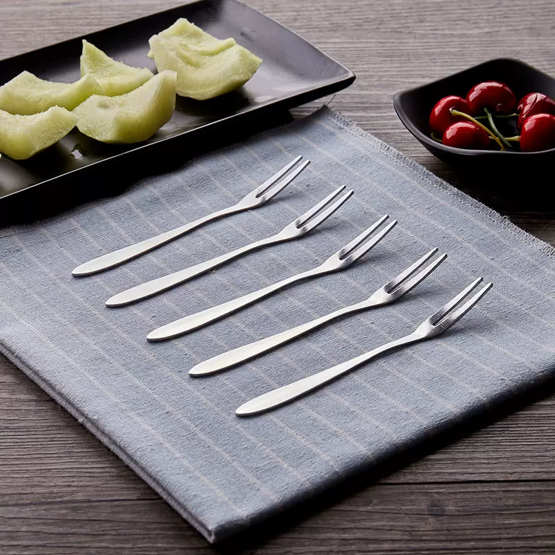 不锈钢水果叉 韩式创意水果签 二齿沙拉叉 西餐甜品叉 餐具套装