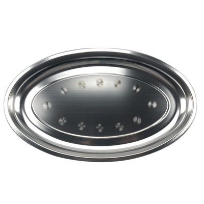 不锈钢蛋盘 加厚加深 水果盘餐盘肠粉盘烤盘 椭圆形盘鱼盘 二元店|ms