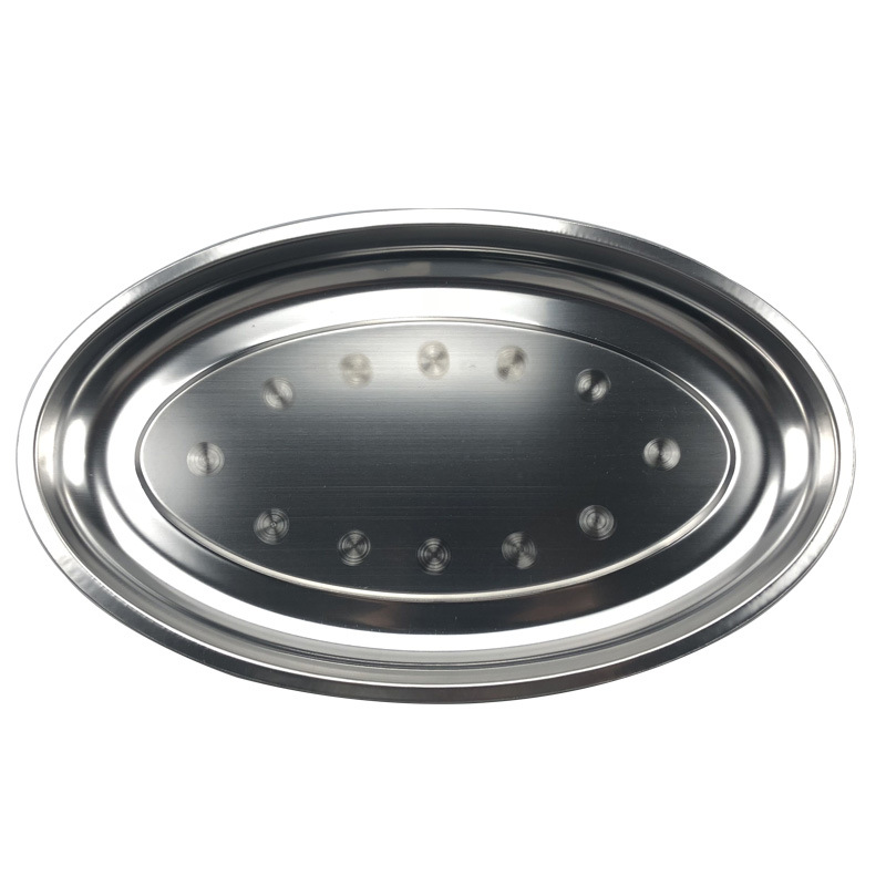 不锈钢蛋盘 加厚加深 水果盘餐盘肠粉盘烤盘 椭圆形盘鱼盘 二元店|ms