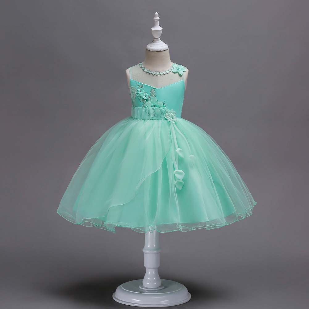 Dress Children Lace Skirt Princess Net Gown Dress Skirt Sleeveless Dress Small Host Performance Dress display picture 14