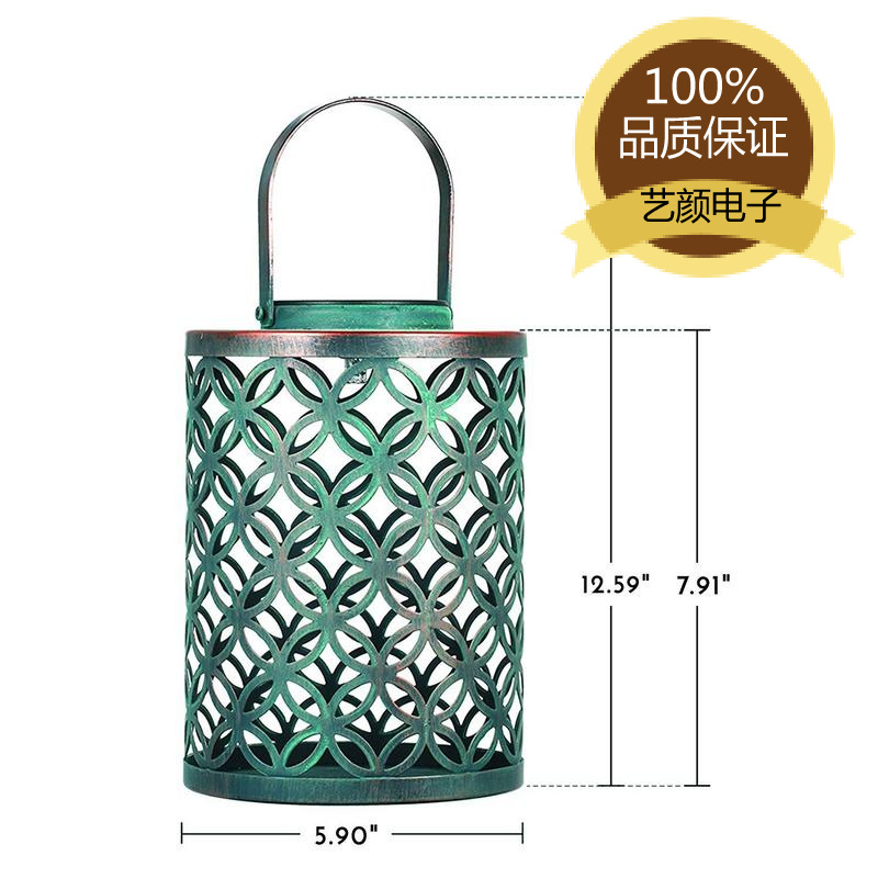 藝顏電商爆款太陽能镂空投影花紋LED燈籠戶外複古庭院花園裝飾