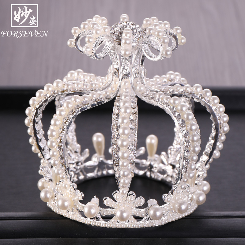 Bride headdress catwalk pearl princess c...