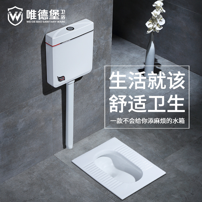 唯德堡衛生間水箱廁所蹲廁挂牆靜音沖水箱蹲坑蹲便器免打孔水箱