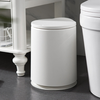 北欧风圆形按压式有盖垃圾桶双层ABS塑料家用厨房浴室卫生桶纸娄|ms