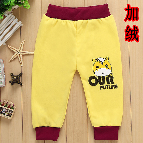  Autumn Children's Pants Velvet Thickened Boys and Girls Clothing Trousers Sweaters Casual Cartoon Printed Leggings