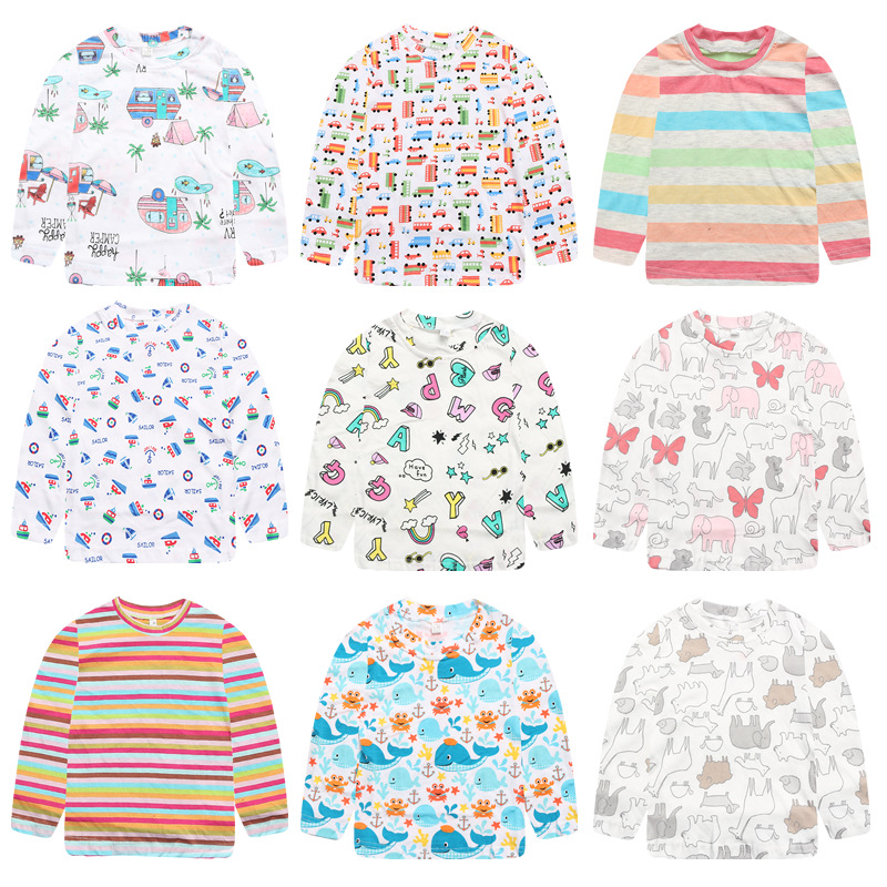 清倉款歐美新款卡通兒童長T恤 男女童裝春秋款上衣 打底衫直銷