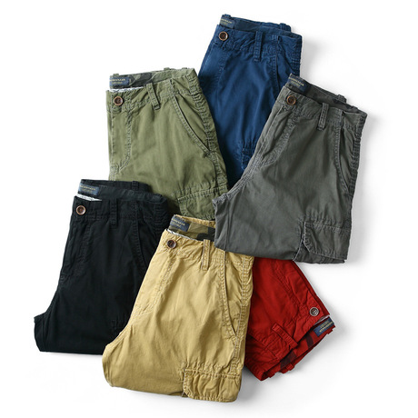 19 quần mùa hè nam giản dị quần short nam overalls cotton nhiều màu thương hiệu thủy triều châu Âu và Mỹ giặt quần nhiều túi xuyên biên giới Quần nhiều túi
