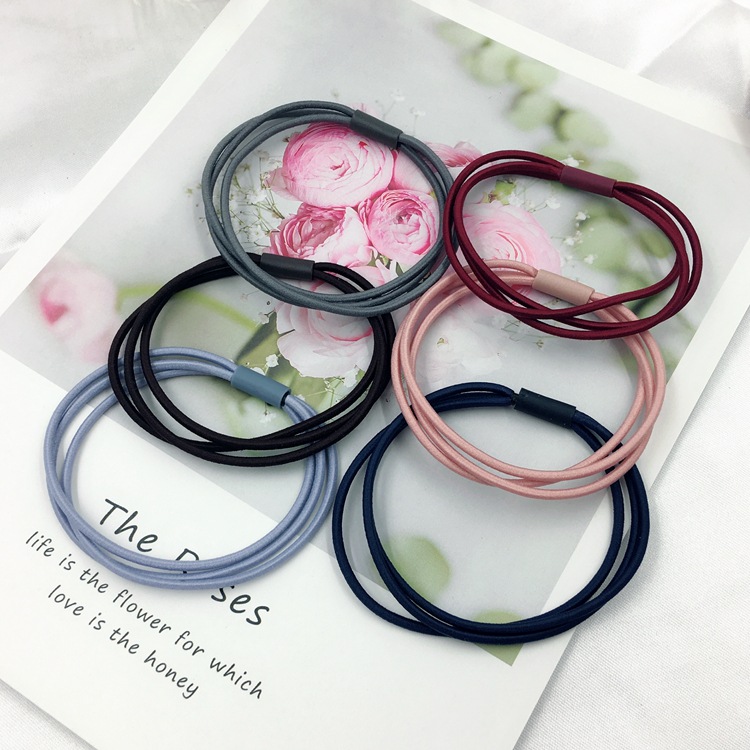 Korean version of three-in-one high-elastic hair rubber band durable fine head rope foundation bottoming ring hair accessories