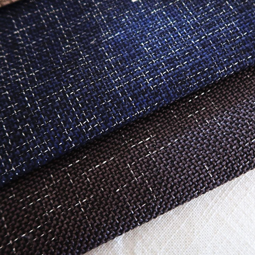 厂家现货 加厚粗麻沙发布 棉麻全涤纶面料亮金丝仿麻布沙发布料