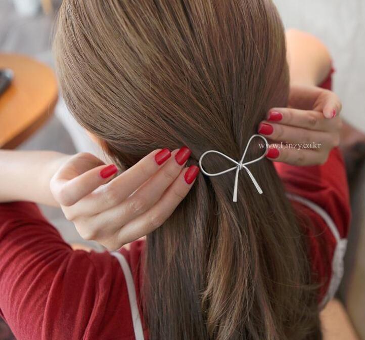 Mädchen Herz Bowknot Haars Pange Ein-wort-clip Koreanischer Süßer Und Einfacher All-match-hersteller Aus Metall Legierung Für Mädchen display picture 5