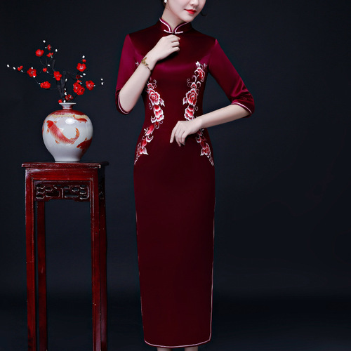 Traditional Chinese Dress Qipao Dresses for Women Wedding cheongsam dress dress dress elegant atmosphere long sleeve cheongsam