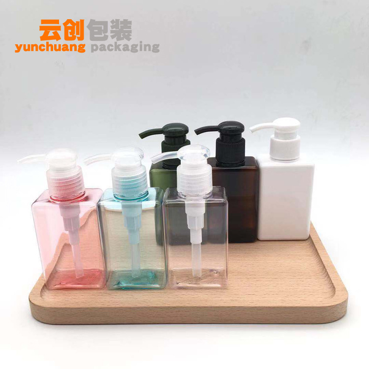 现货150ml无印扁方乳液瓶PETG瓶方形塑料瓶化妆免洗液分装瓶