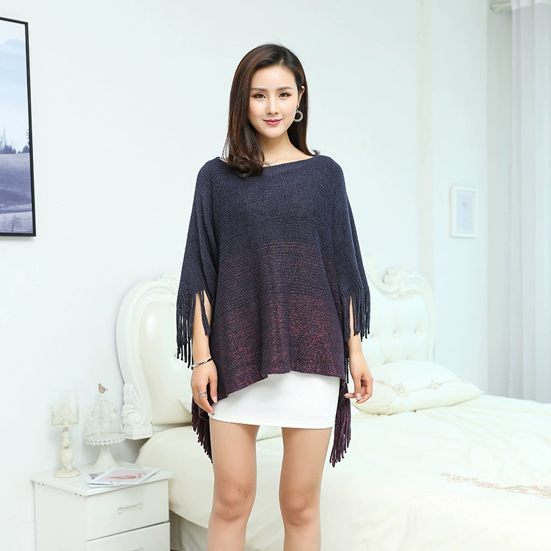 Градиентный плащ-пальто, oversize акриловый пончо, one size 50×110 см, вес 0,34 кг