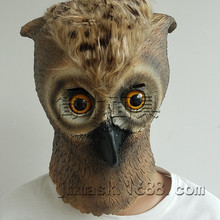 万圣节猫头鹰 工厂直销 可爱卡通动物头套cos装扮派对乳胶面具