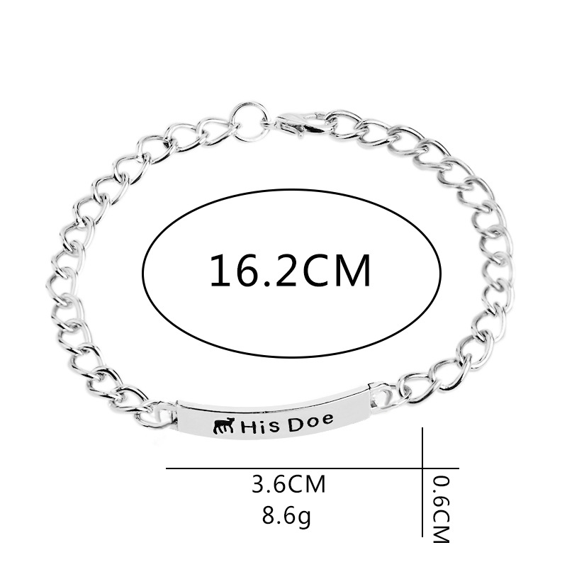 Couple Lettering Bracelet Herbuck His Doe Elk Bracelet Bracelet Wholesale display picture 14