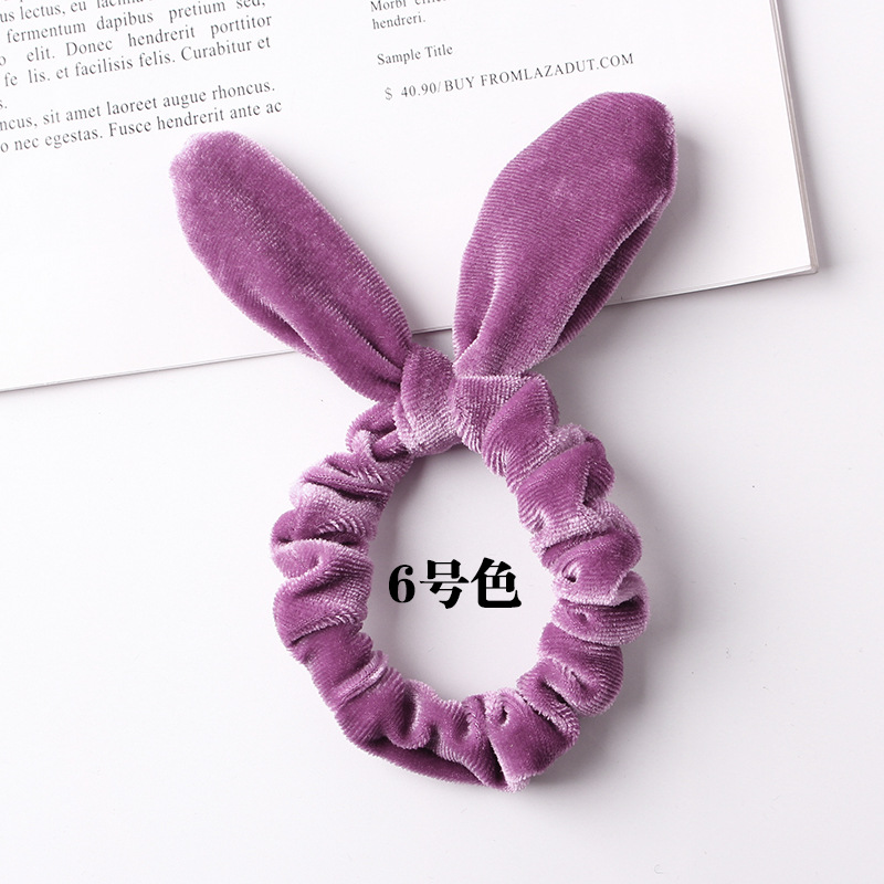 New Fashion Gold Velvet Steel Silk Rabbit Ear Flannel Korean Simple Fashion Cheap Hair Ring Wholesale display picture 25