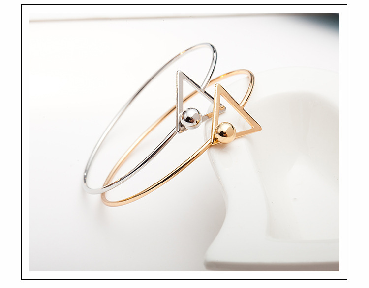 Bangle Explosion Models Geometric Hollow Triangle Bracelet Copper Gold-plated Silver Black Female Bracelet display picture 7