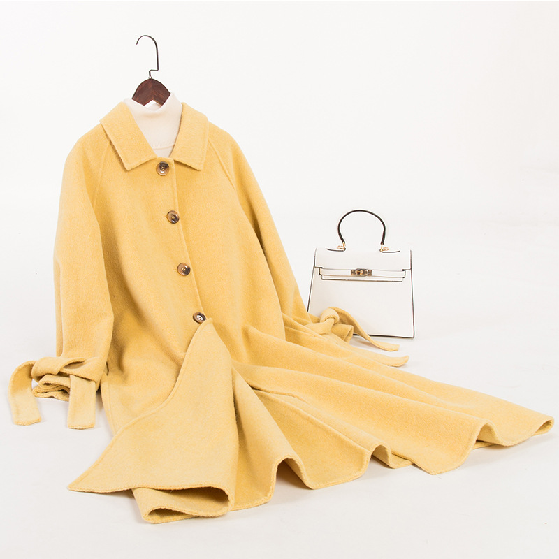 赫本风双面呢子大衣女2018冬季新款宽松中长款学生羊绒毛呢外套秋