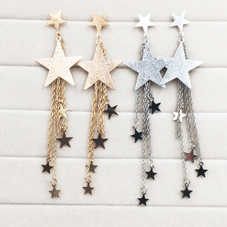 1 Pair Quantity Party Occasion Alloy Material 1 Pair Shiny Pentagram Plating Alloy Drop Earrings