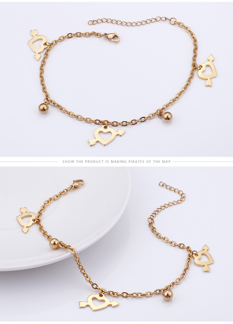 stainless steel korean style heart-shaped anklet wholesale jewelry Nihaojewelry