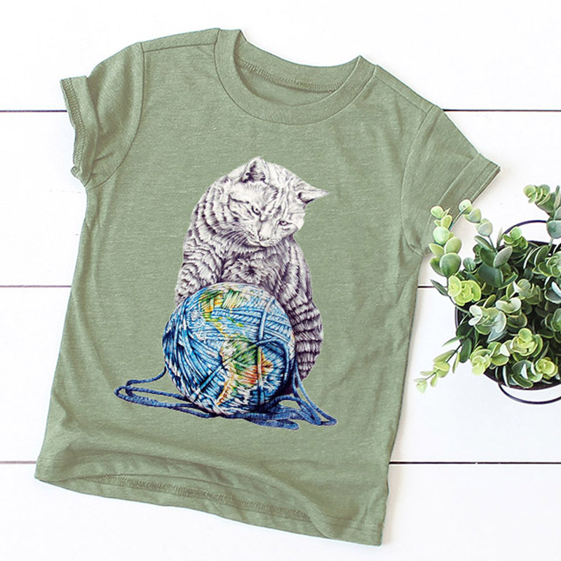 Cute cartoon elephant unicorn dog cat animal popular top round neck short sleeve T-shirt wholesale NSSN1859