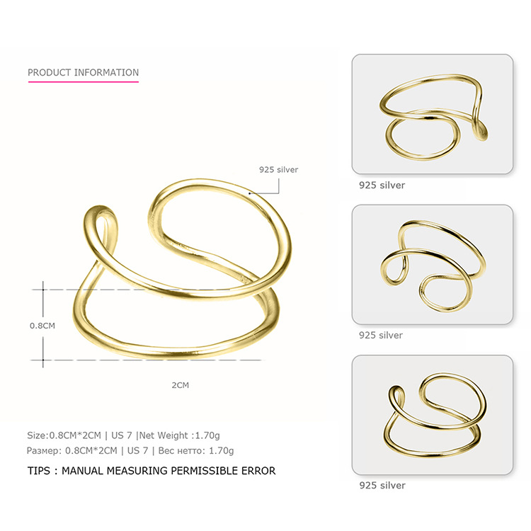 925 Sterling Silver Material Wholesale Jewelry Simple Style Geometric 925 Sterling Silver Rings