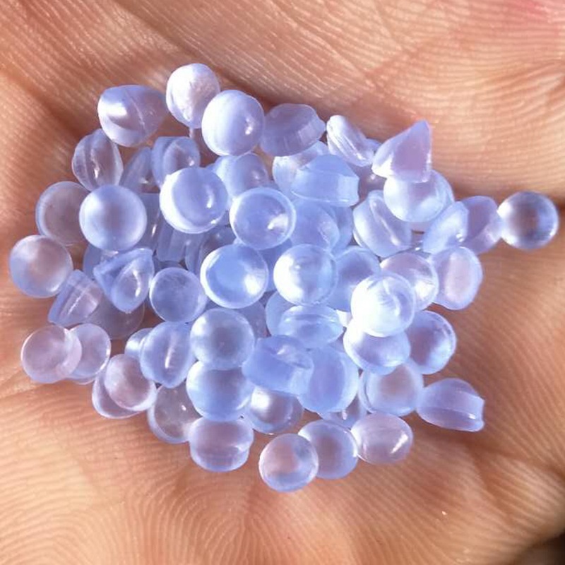 食品级透明PVC硬质胶料 硬质PVC透明浅蓝底100度 110度 120度颗粒