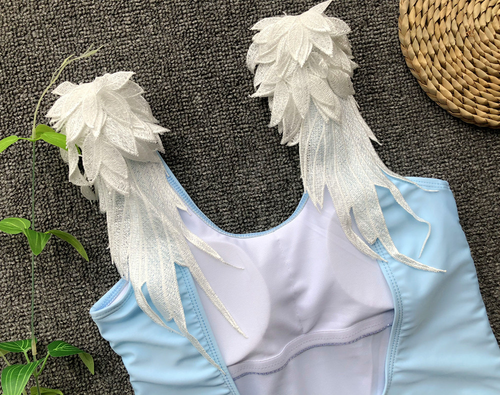 nuevo bikini de traje de baño de una pieza de alas de ángel de color sólido para mujer NSDA141