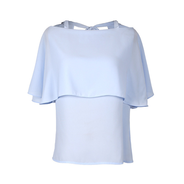 Chiffon Summer New Shoulder Short Belly Irregular Collar Shirt