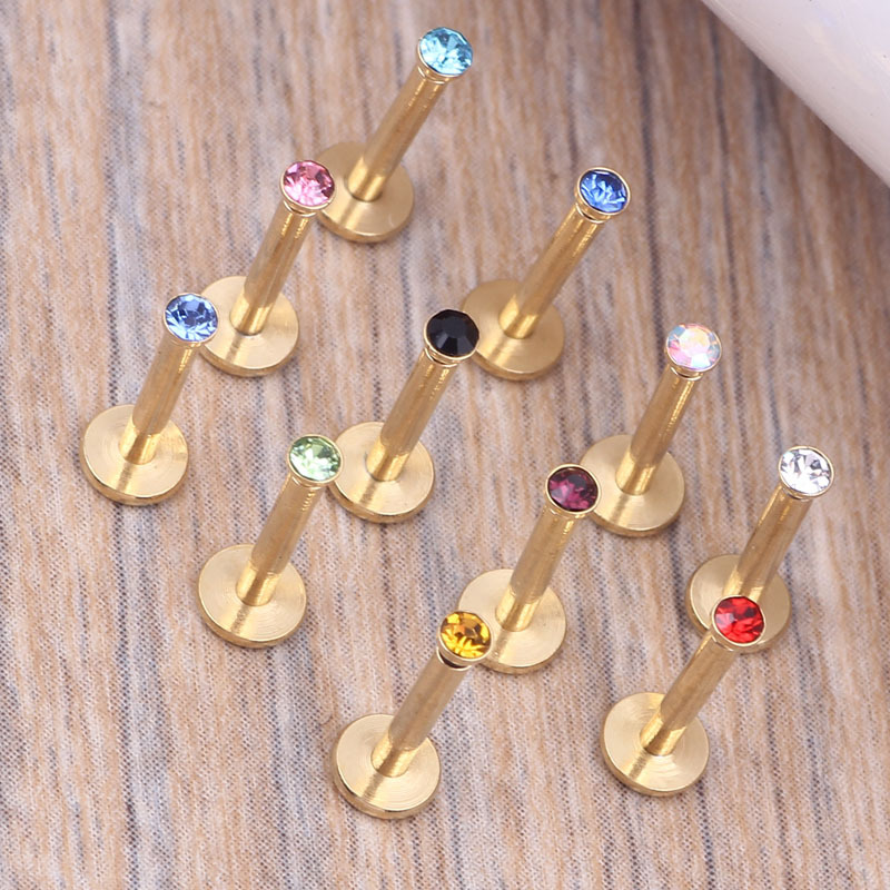 Pointed labret stud close-up product detail