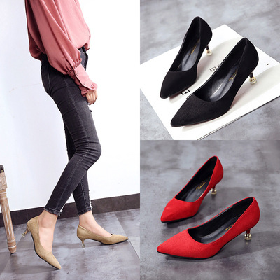 Tip High-heeled shoes Stiletto 2018 new pattern Versatile Korean Edition Single shoes spring and autumn girl Like a breath of fresh air black