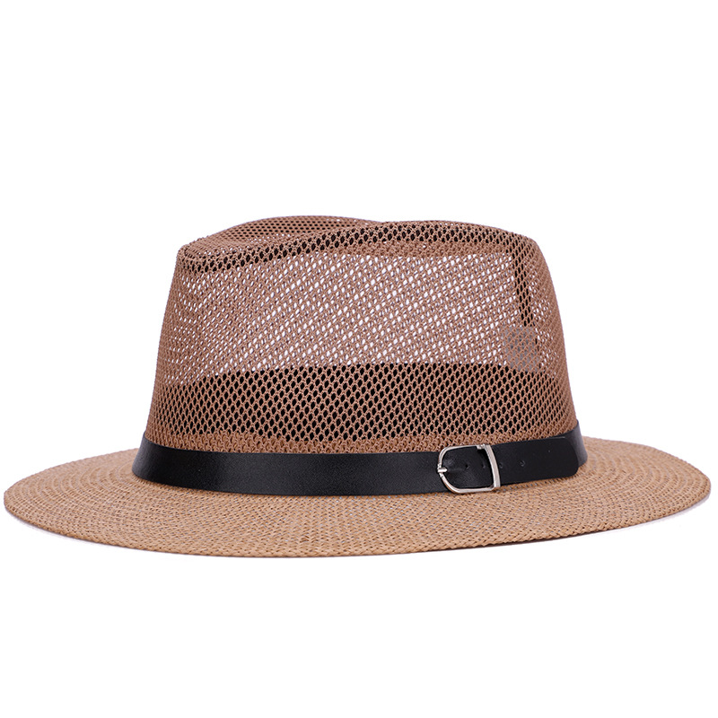 Sombrero sombrero de Jazz de los hombres británicos malla transpirable lino grande sombrero de ala plana sombrero de sol al aire libre cómodo todo partido al por mayor
