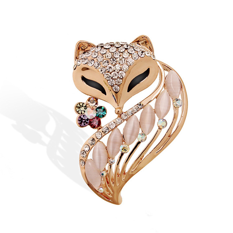 Fashion Opal Fox Crystal Brooch Cardigan Alloy Accessories Female display picture 1