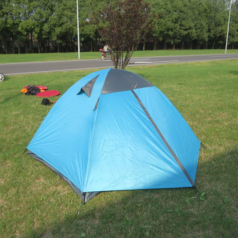 Blue windproof double-layer travel tent for double for beloved