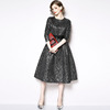 new jacquard fabric dress fashion training dress round neck 