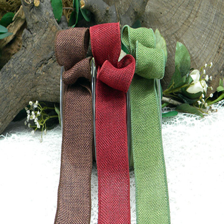 廠家直銷鐵線邊麻織帶 麻織帶彩色 聖誕麻織帶
