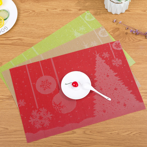 Large Red Christmas Pattern Square PVC Insulated Coaster Non-slip Western Dinnerware Table Mat